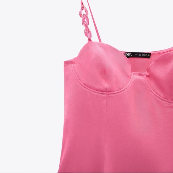 Zara dress mini corset pink satin effect party wedding - Picture 8 of 9